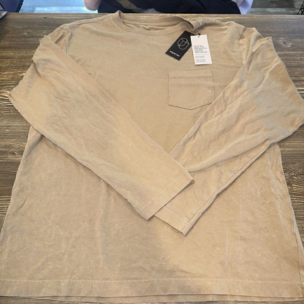 Men's Long Sleeve T-Shirt - Original Use Taupe Brown Size Medium. NWT. S